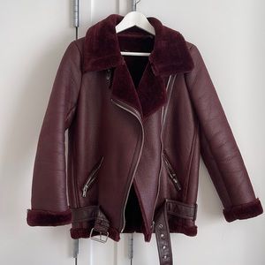 Zara burgundy bike jacket